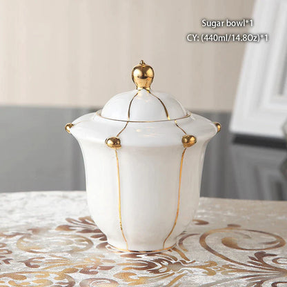 DecorBites™ Elegant Bone China Tea Set Luxury Porcelain Coffee Pot Creamer Sugar Bowlcaffold