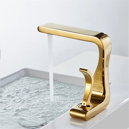 DecorBites™ Gold & White Basin Faucet: Modern Brass Mixer Tap for Bathroom Sink