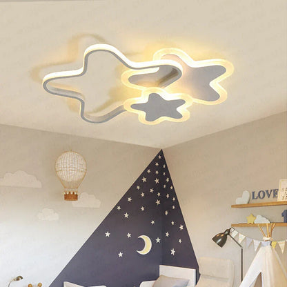 DecorBites™ Kids Room LED Ceiling Light: Modern, Creative, White & Pink Pentagram Lamps