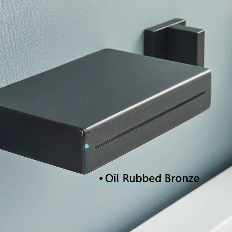 DecorBites™ Black Bronze Wall Mounted Waterfall Bathroom Faucet with Dual Handles