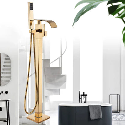 DecorBites™ Golden Bathtub Shower Faucet Floor Mounted Waterfall Mixer Tap