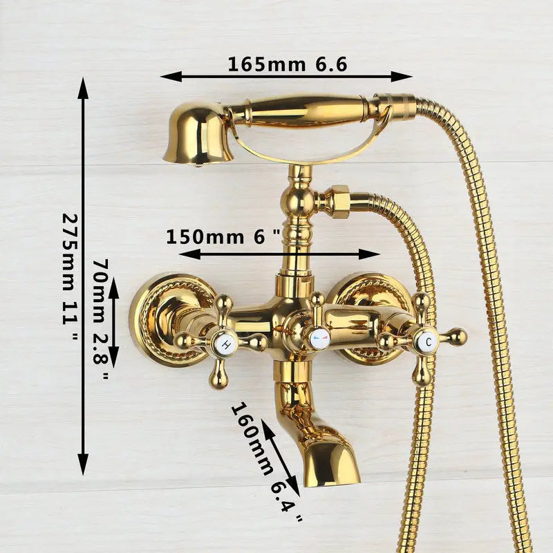 DecorBites™ Golden Double Handles Shower Faucet Mixer for Bathroom Sink and Bathtub