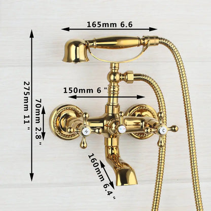 DecorBites™ Golden Double Handles Shower Faucet Mixer for Bathroom Sink and Bathtub