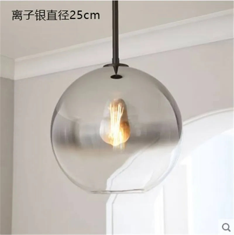 Lámpara colgante LED de bola de cristal DecorBites™: Decoración moderna de cocina nórdica en plata y oro