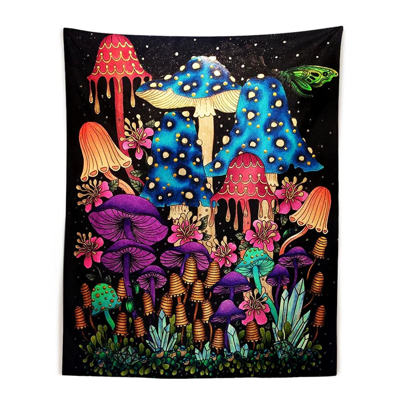 Decobites Psychedelic Mushroom Botanical Boho Wall Hanging Tapestries