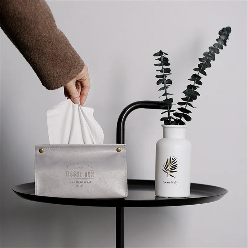 DecorBites™ Leather Tissue Box Holder - Nordic Style Decor Storage Case