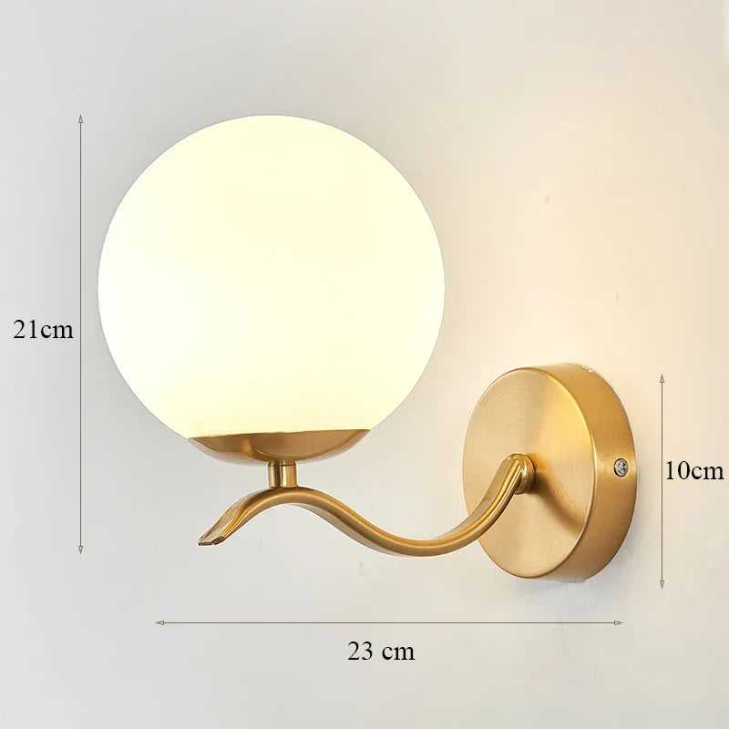 DecorBites™ Glass Shade Gold Wall Lamp for Bedroom Loft Design, Up Down Iron LED Wall Lights