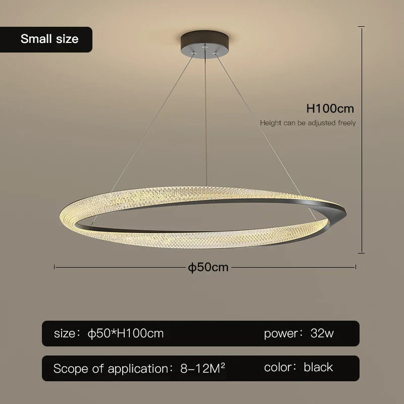 DecorBites™ Black Circle Chrome Chandelier for Indoor Living Room Bedroom Kitchen Loft Office Hall