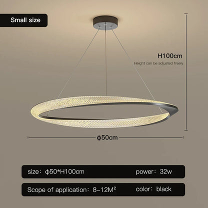 DecorBites™ Black Circle Chrome Chandelier for Indoor Living Room Bedroom Kitchen Loft Office Hall