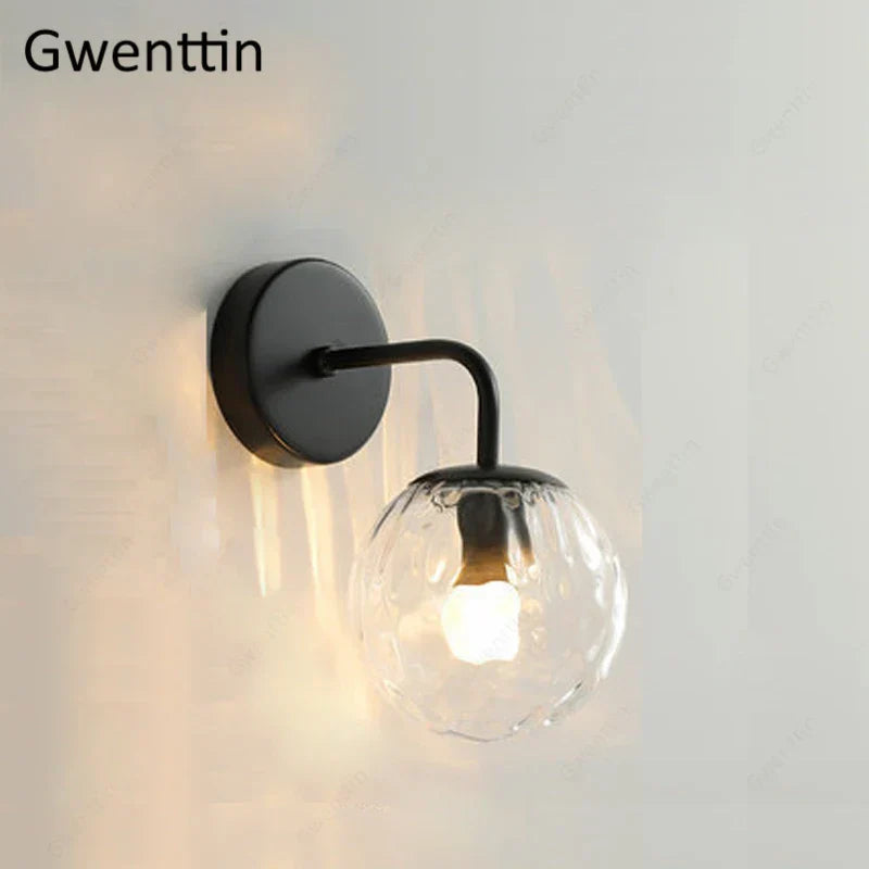 Lámpara de pared con bola de vidrio dorado Decorbites™ | Aplique de espejo nórdico para iluminación interior