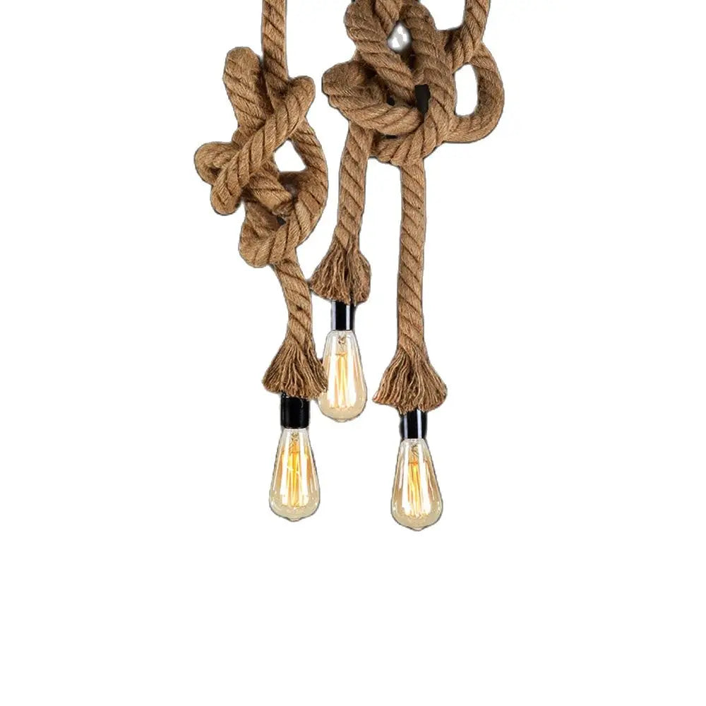 Hemp Rope Pendant Light Double Rope Industrial Loft