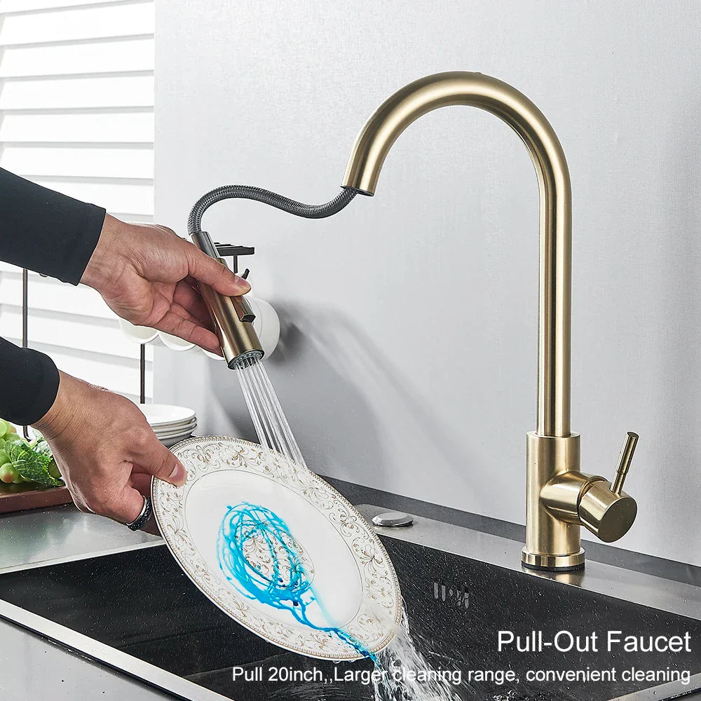 DecorBites™ Gold Kitchen Faucet with Touch Sensor Control for Sensitive Mixer Experience