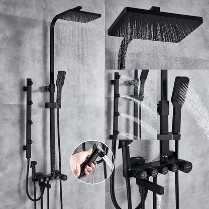 مجموعة صنابير دش DecorBites™ ذات الخمس وظائف مع رأس دش مطري، ودش يدوي، وصنبور حوض استحمام