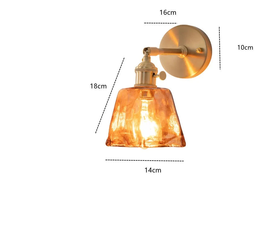 DecorBites™ Amber Glass Wall Lamp Switch, Modern Copper LED Light for Home, Bedroom, Living Room