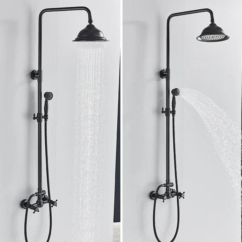 DecorBites™ Dual Handle Black Shower Set Faucet with Rainfall Shower Mixer Tap