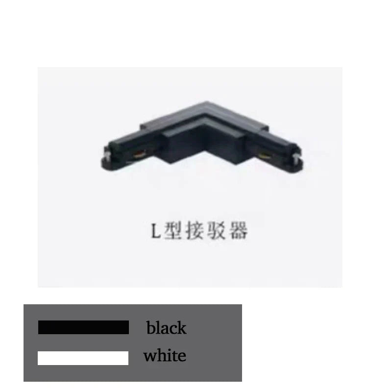 DecorBites™ 1 متر من الألومنيوم الأسود والأبيض موصل سلكي لمسار السكة الحديدية لتركيب كشاف الإضاءة