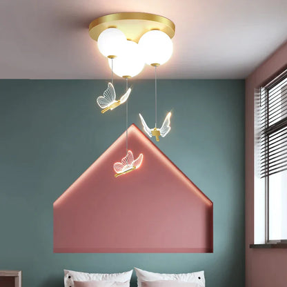 DecorBites™ Butterfly Ball Ceiling Lamp: Warm & Romantic Pendant Light for Children's Room