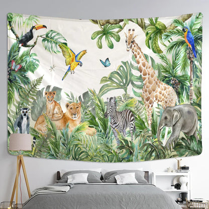 Decobites Rainforest Animal Tapestry Wall Hanging - Boho Hippie Home Decor