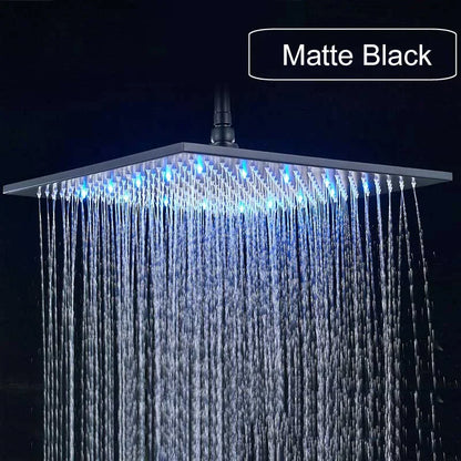 DecorBites™ Brushed Nickel LED 16" Rainfall Shower Head with Color Changing Lights