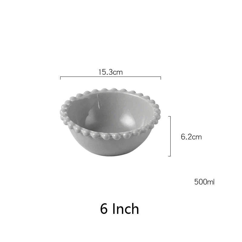 DecorBites™ Heart Shaped Pearl Dinner Plate Set - Elegant Porcelain Tableware for Salad, Soup, Steak