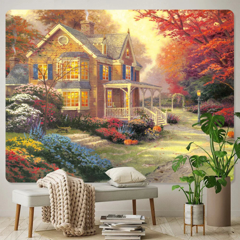 Enchanted Castle Psychedelic Tapestry for Home Decor by Decobites