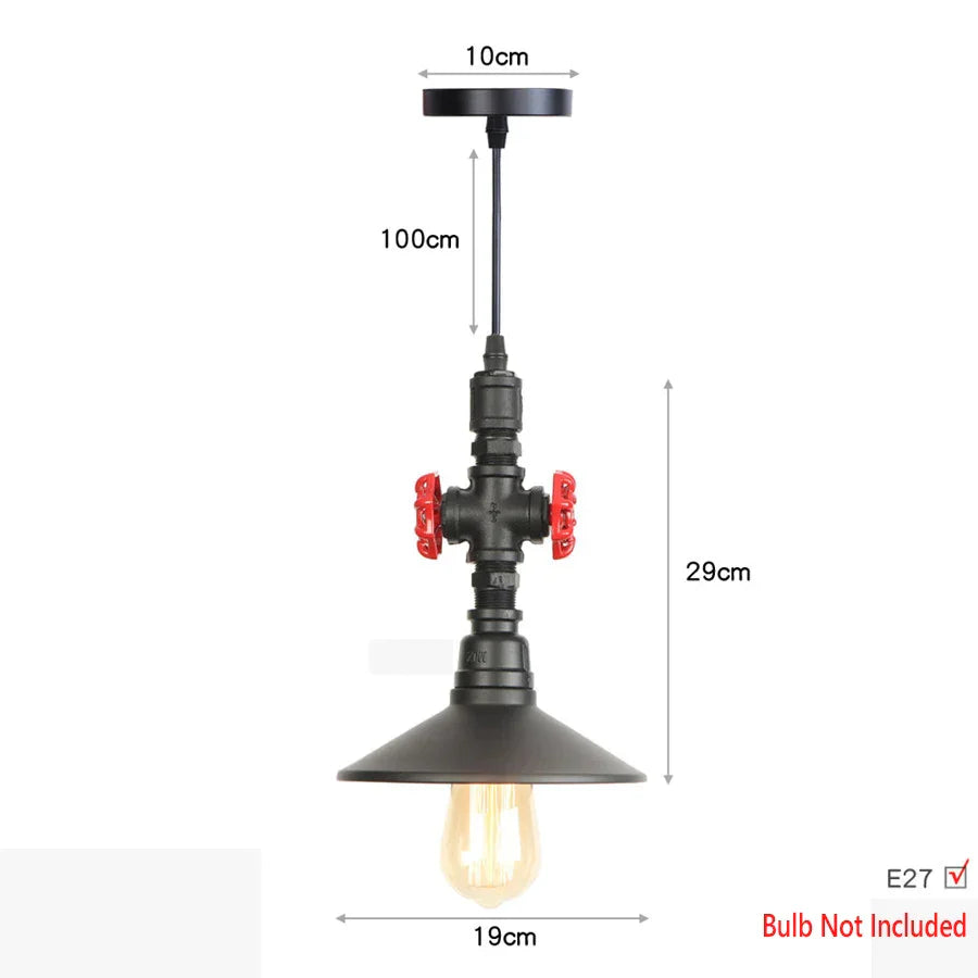 DecorBites™ Iron Pipe Pendant Lights Holder Retro Loft Indoor Ceiling Hanging Lamp