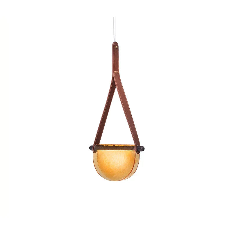 DecorBites™ Handmade Leather Glass Pendant Lamp for Room Restaurant Bedside - Modern Style
