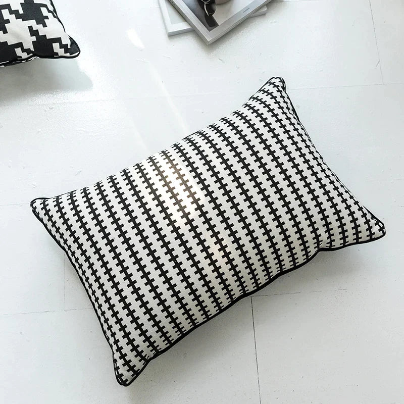DecorBites™ Hounds Tooth Cushion Cover, Durable Canvas Pillowcase for Sofa Bed, 45x45cm/35x55cm