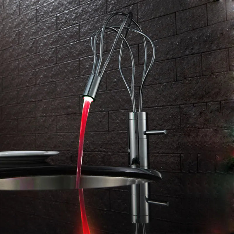 DecorBites™ LED Waterfall Bathroom Faucet Chrome Basin Mixer Tap Single Handle
