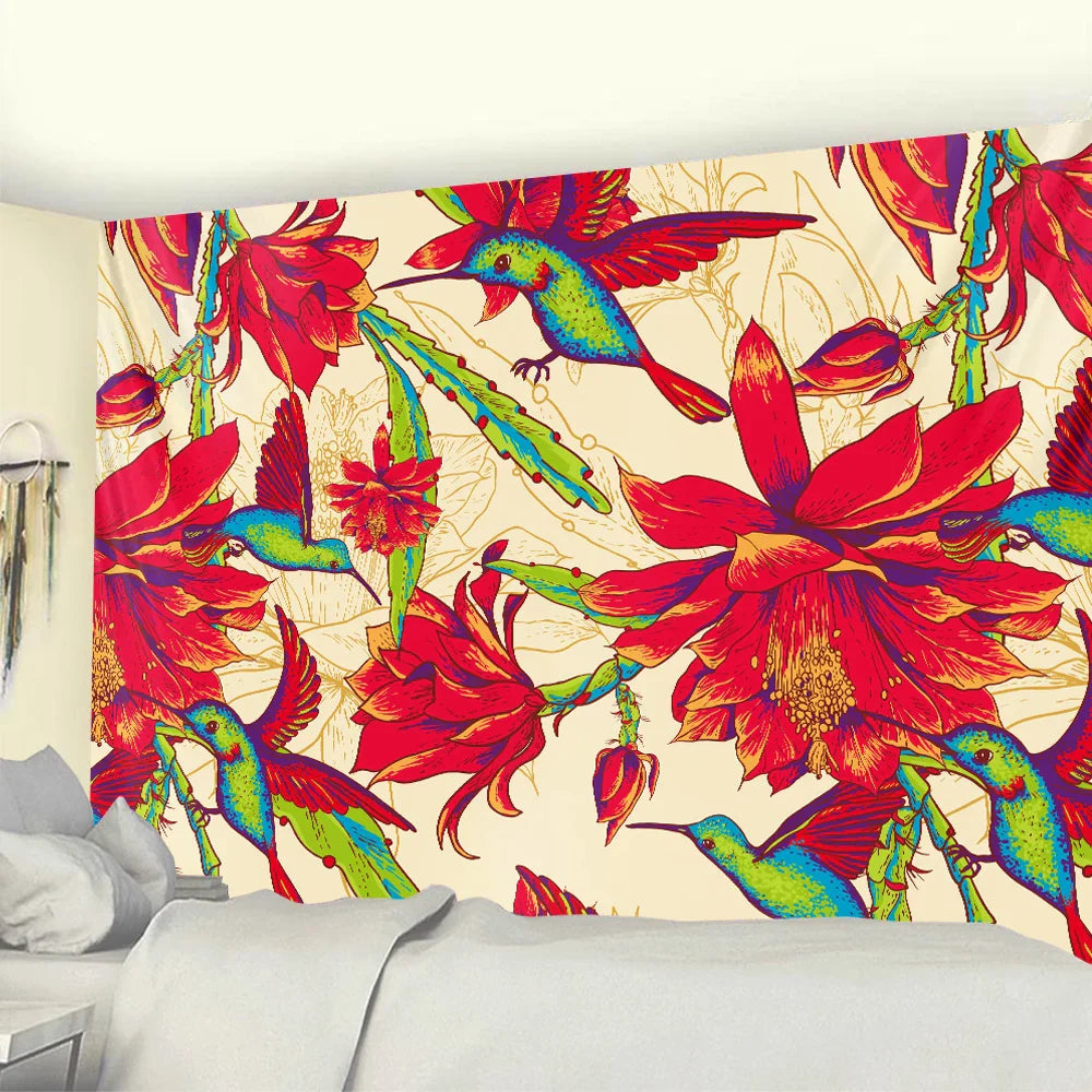 Animal Floral Wall Hanging | Boho Hippie Bedroom Decor | Decobites Home Tapestry