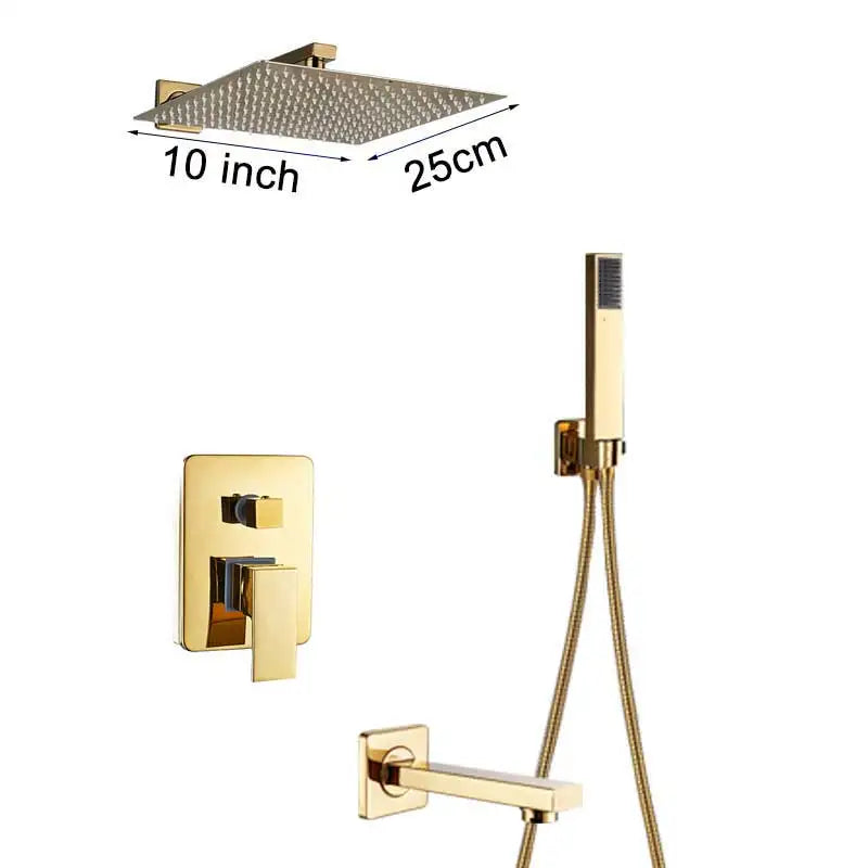 DecorBites™ Gold Rain Shower Bath Faucet Wall Mounted Shower Set