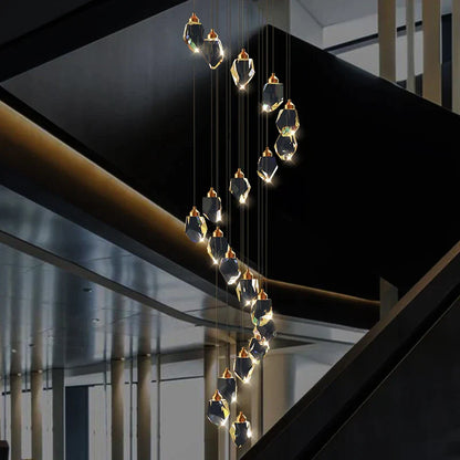 DecorBites™ Crystal Loft Chandelier for Villa Duplex, Large Pendant Lighting for Stairwell