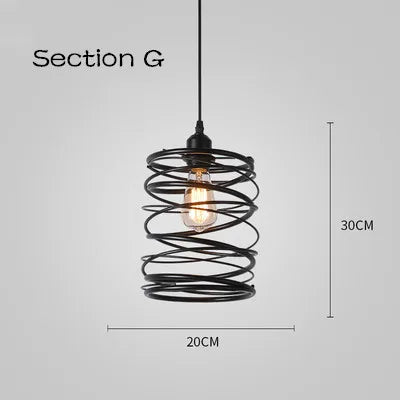 DecorBites™ Cage Light Frame Pendant Industrial Single Head Black Nordic Creative Fixture