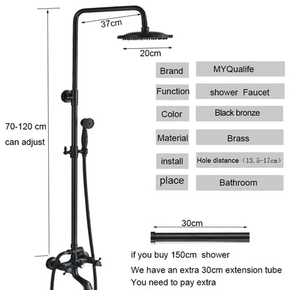 DecorBites™ Black Brass Bath Shower Faucet Set with Handshower and Tub Spout