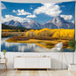 Mountain Lake Scenery Tapestry by Decobites - Golden Forest Wall Hanging for Home Decor