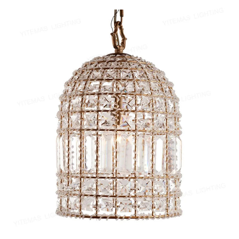 DecorBites™ Bronze 1-Light Crystal Chandelier French Lighting for Kitchen, Living Room, Dining, Bedroom