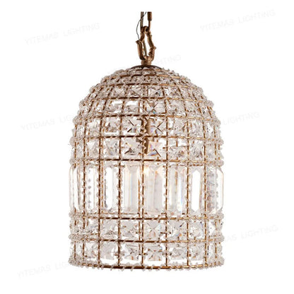 DecorBites™ Bronze 1-Light Crystal Chandelier French Lighting for Kitchen, Living Room, Dining, Bedroom