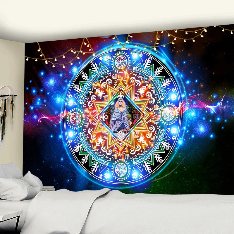 Night Moon Tarot Mandala Tapestry for Home Decoration - Decobites Hippie Wall Hanging