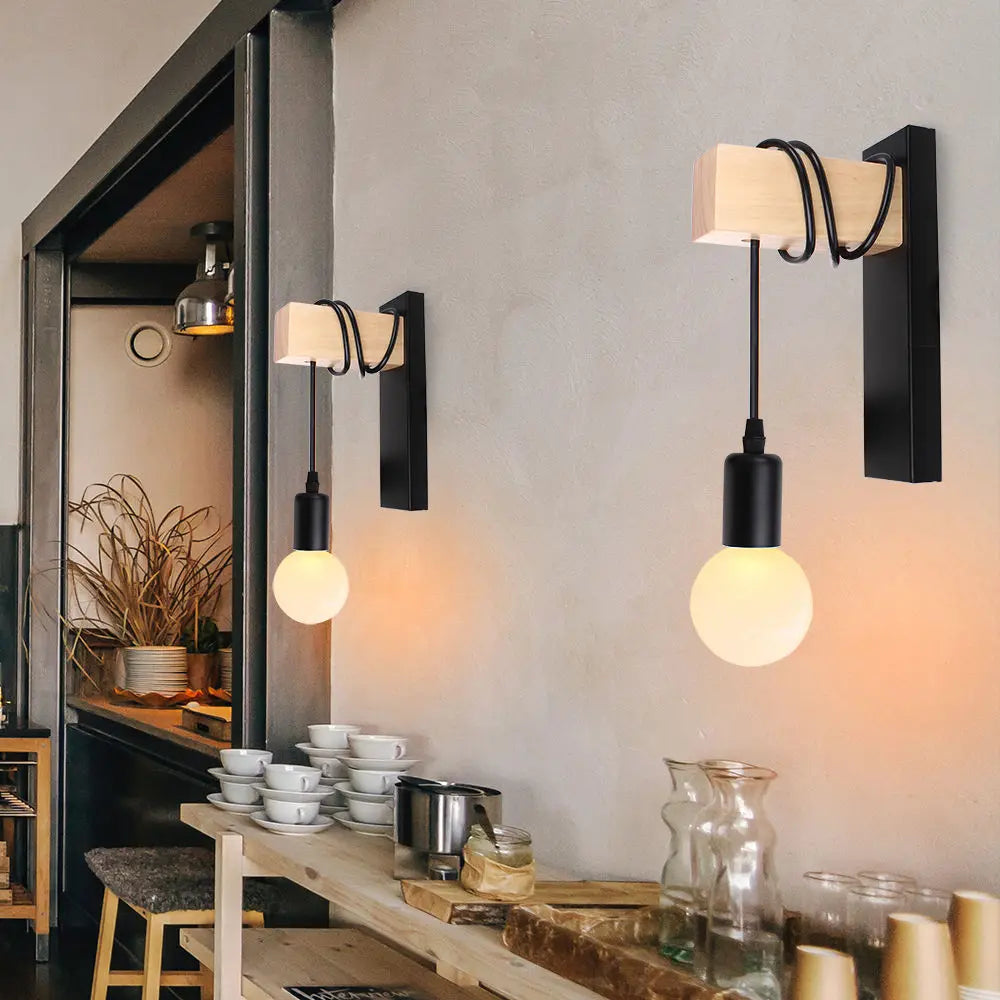 Decorbites™ Luz de Pared con Polea Industrial - Aplico de Pared Retro para Loft en Hogar, Café, Bar