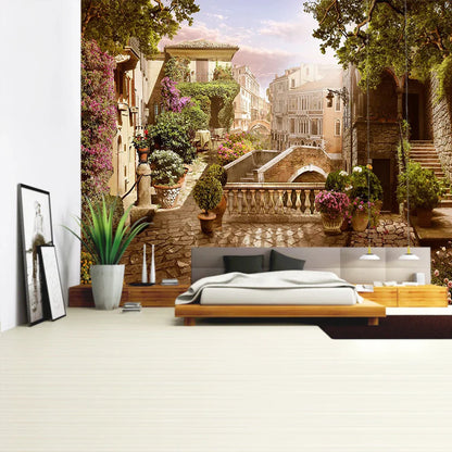 Tapiz DecorBites™ con paisaje de plantas verdes | Tapiz bohemio para pared en City Castle Hill