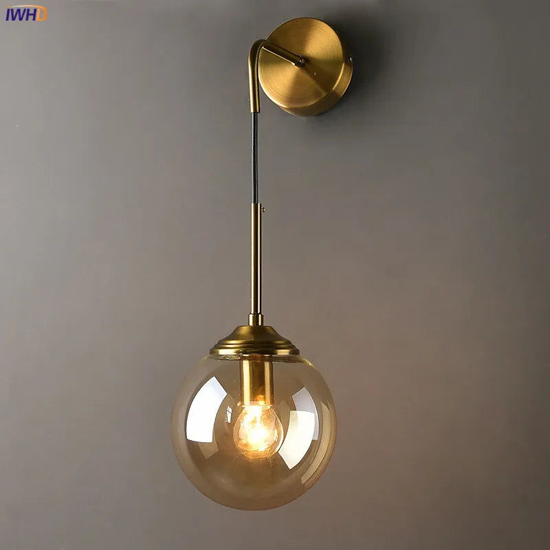 Lámpara de pared LED con bola de cristal DecorBites™ para iluminación nórdica moderna en dormitorios