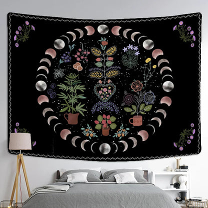 Decobites Moon Phase Celestial Tapestry Starry Sky Wall Hanging Hippie Home Decor