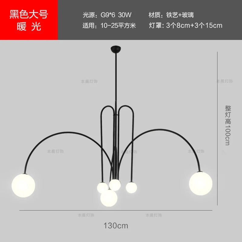 DecorBites™ Designer Line Chandelier Living Room Coffee Shop Hanglamp Loft Light