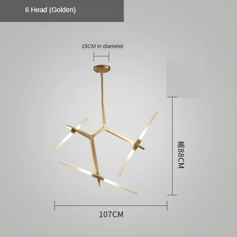 DecorBites™ Gold LED Chandelier: Modern Nordic Lighting Fixture for Indoor Decor.