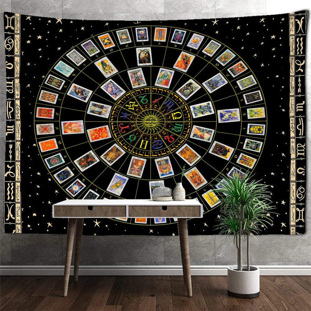 Decobites Zodiac Star Plate Mandala Tarot Tapestry for Aesthetics Home Decor