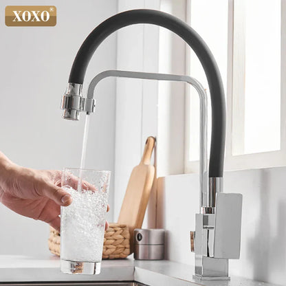 DecorBites™ Black 360° Rotation Filter Kitchen Faucet Single Hole Mixer Tap Pure Water