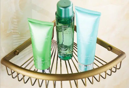 DecorBites™ Gold & Black Corner Shelf: Brass Bathroom Shelves for Stylish Storage