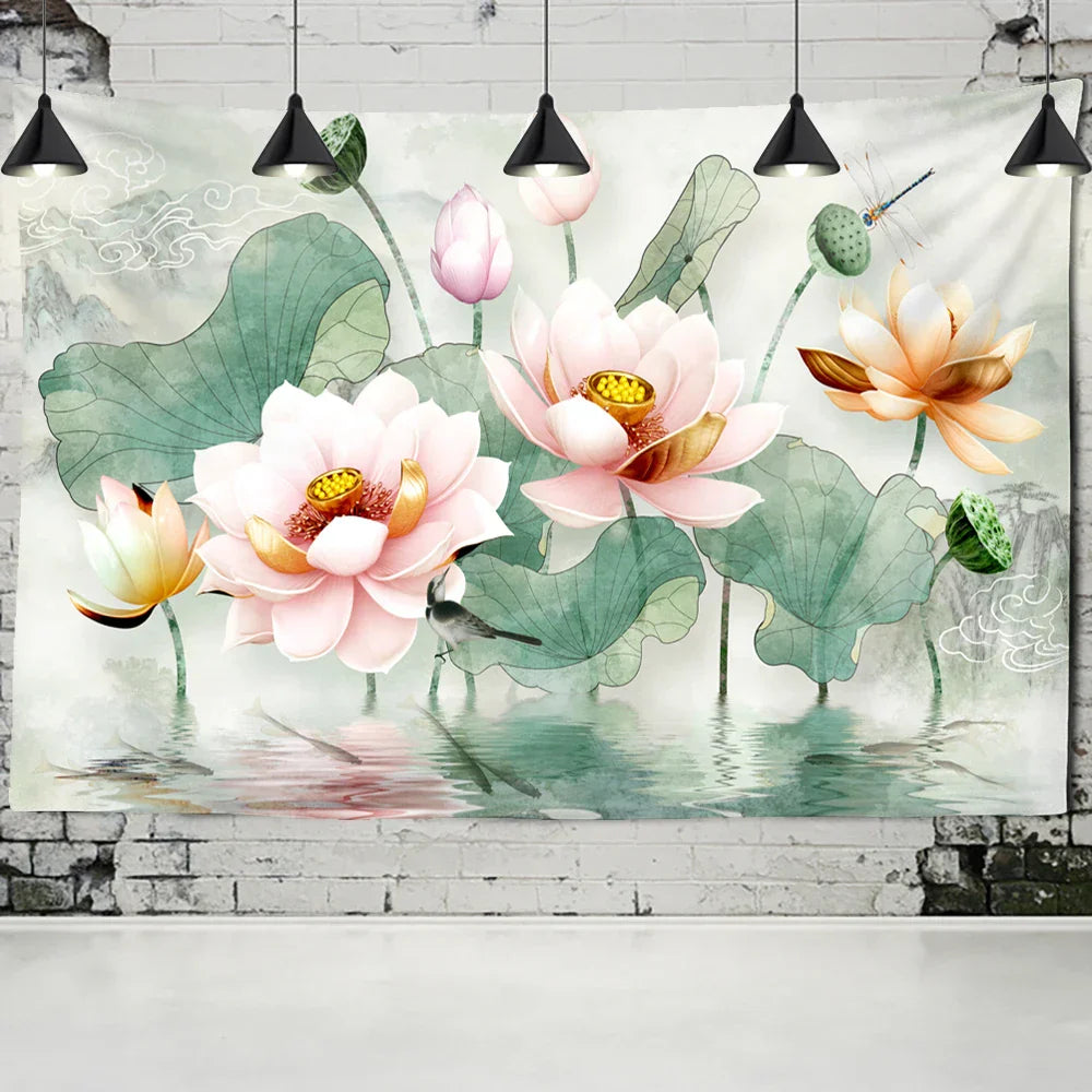 Lotus Leaf Wall Hanging Tapestry by Decobites - Bohemian Hippie Table Mat & Home Decor