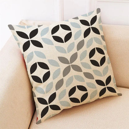 Geometric Pattern Printed Throw Pillow - Modern Brief Soft Cushion by Decobites