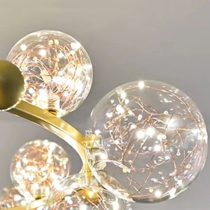 DecorBites™ Gold LED Glass Bubble Chandelier for Dining Room and Restaurant
